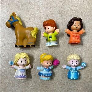 Fisher-Price Little People Figure Lot – 6 Characters (Elsa, Cinderella + Horse)